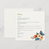 Mooie Floral Waterverf Wedding Menu (Voorkant / Achterkant)