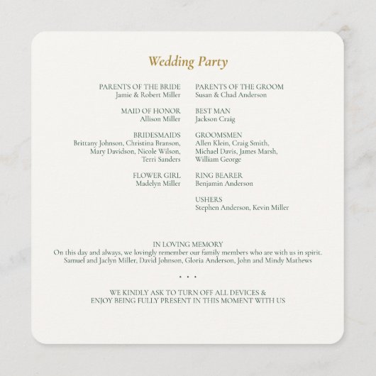 Mooie Floral Waterverf Wedding Programmakaart (Achterkant)