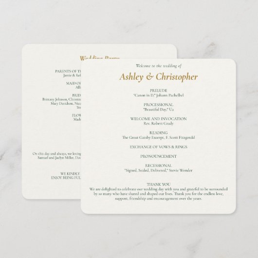 Mooie Floral Waterverf Wedding Programmakaart (Voorkant / Achterkant)