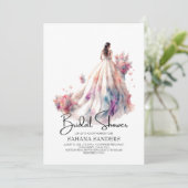 Mooie Floral Wedding Dress Vrijgezellenfeest Kaart (Staand voorkant)