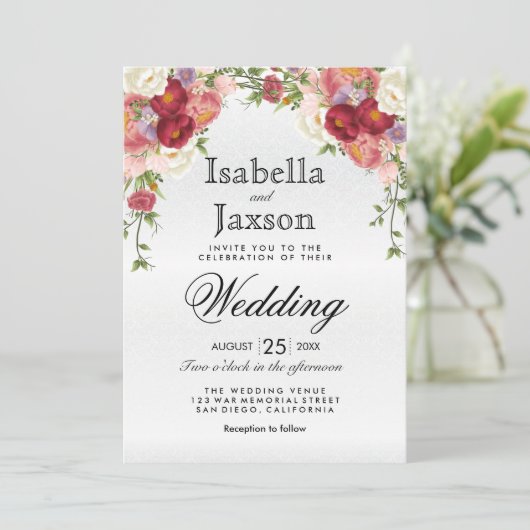 Mooie Floral Wedding Kaart (Staand voorkant)