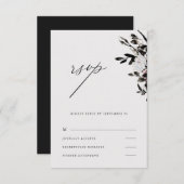 Mooie Floral Wedding Rsvp in Black (Voorkant / Achterkant)