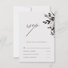 Mooie Floral Wedding Rsvp in Black