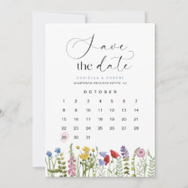 Mooie Floral Wildflower Trouwkalender Save The Date