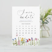 Mooie Floral Wildflower Trouwkalender Save The Date (Staand voorkant)
