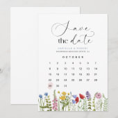 Mooie Floral Wildflower Trouwkalender Save The Date (Voorkant / Achterkant)