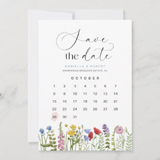 Mooie Floral Wildflower Trouwkalender Save The Date