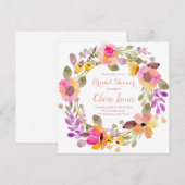 Mooie Floral Wreath Bridal Shower Uitnodiging (Voorkant / Achterkant)