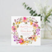 Mooie Floral Wreath Bridal Shower Uitnodiging (Staand voorkant)