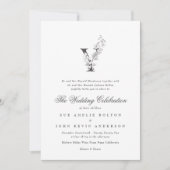 Mooie Floral 'Y' Monogram Sketched Wedding Kaart (Voorkant)