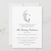 Mooie Floral'C Monogram Sketched Wedding Kaart (Voorkant)