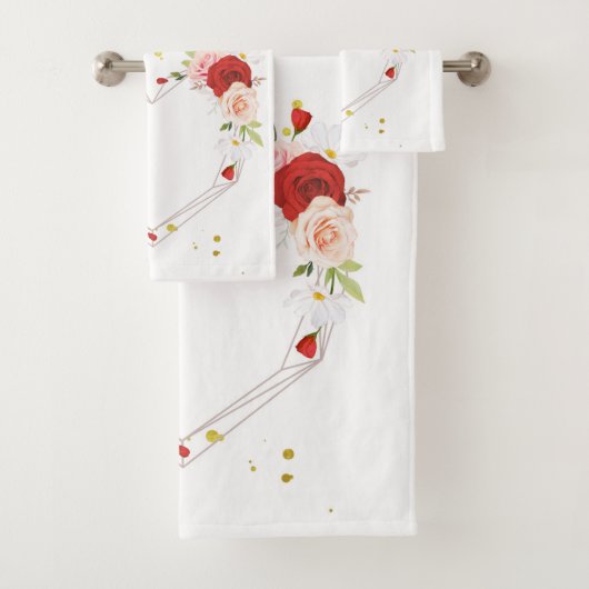 mooie florale kreet met waterverf roze bad handdoek (Insitu)