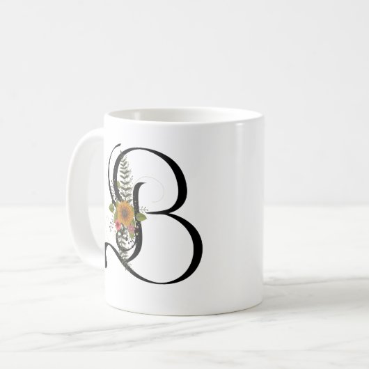 mooie florale letter B Koffiemok (Voorkant links)