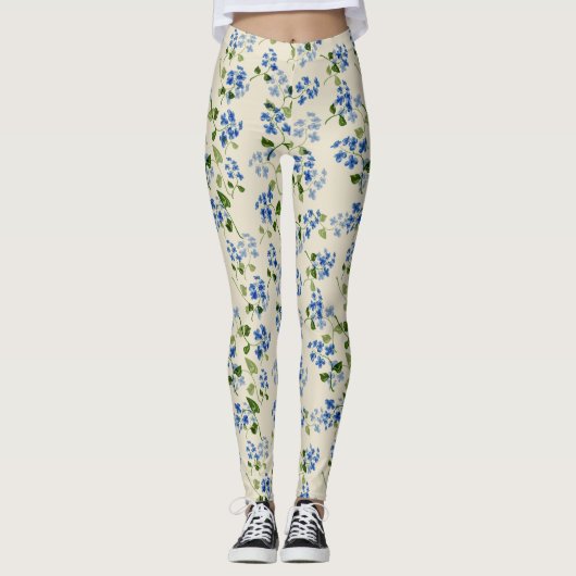 Mooie florale naadloos patroon vergeet-me-niet bl leggings (Voorkant)