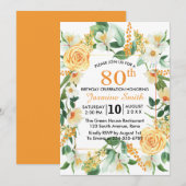 Mooie Florale Oranje 80ste verjaardag Kaart (Voorkant / Achterkant)