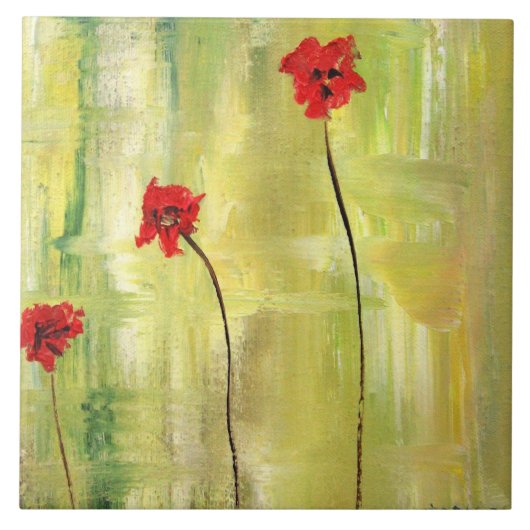 Mooie Florale schilderijen van Anemones op Tile Tegeltje (Voorkant)