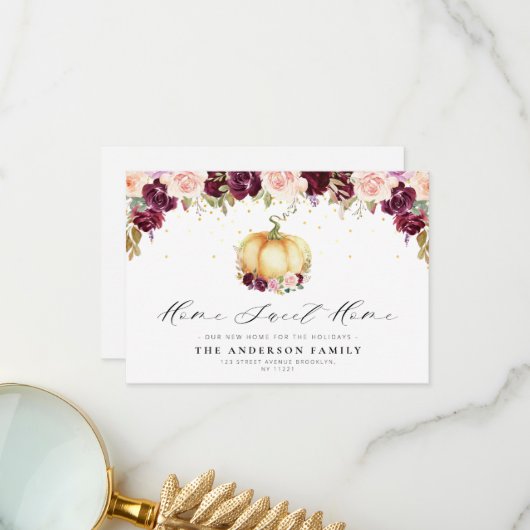 mooie florale Thanksgiving bewegende aankondiging (Voorkant / Achterkant in situ)