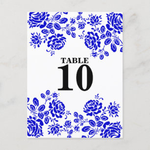 Mooie Florals Royal Blue Table Seating Briefkaart