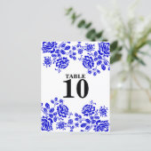 Mooie Florals Royal Blue Table Seating Briefkaart (Staand voorkant)
