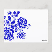Mooie Florals Royal Blue Table Seating Briefkaart (Achterkant)