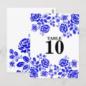 Mooie Florals Royal Blue Table Seating Briefkaart (Voorkant / Achterkant)
