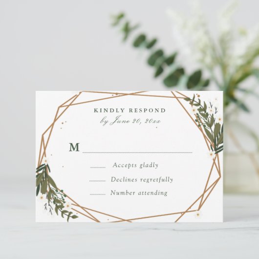 mooie florgeometrische RSVP-kaart RSVP Kaartje (Staand voorkant)