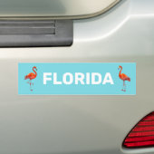 Mooie Florida Flamingos op Light Blue Bumpersticker (Op auto)
