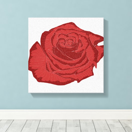 Mooie Flower Design Roos nr. 1 Canvas Afdruk (Insitu (Houten vloer))