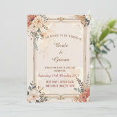 Mooie Flower Detail Wedding Invitation Kaart (Staand voorkant)