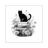 Mooie Flowers Books and a Cat Rubberstempel (Afrduk)