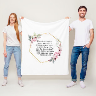 Mooie Flowers Psalm 91 Fleece Blanket Deken