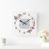 Mooie Flowers Psalm 91 Square Wall Clock Vierkante Klok (Huis)