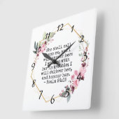 Mooie Flowers Psalm 91 Square Wall Clock Vierkante Klok (Hoek)