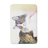Mooie, fluffige kat met regenboogbont badmat (Voorkant Verticaal)