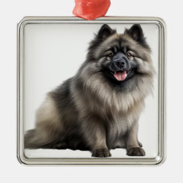 MOOIE FLUFFIGE KEESHOND PUPPY HOND METALEN ORNAMENT