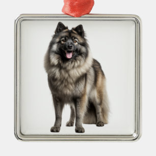 MOOIE FLUFFY KEESHOND PUPPY HOND METALEN ORNAMENT