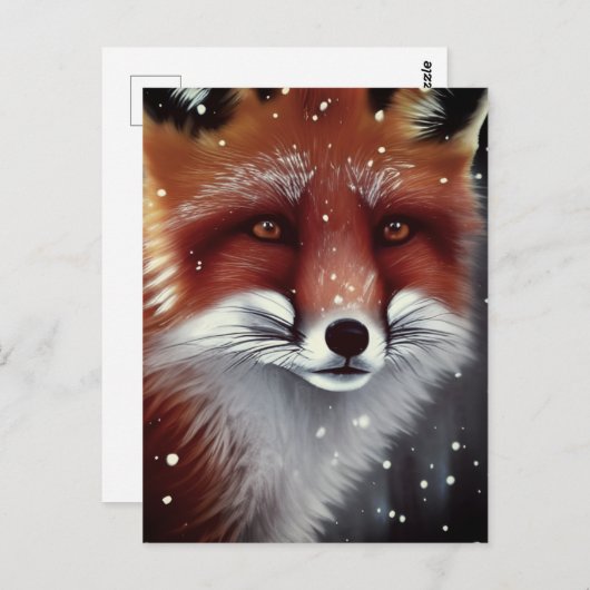 Mooie, fluffy Red Fox in sneeuwkerst Briefkaart (Voorkant / Achterkant)