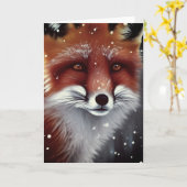 Mooie, fluffy Red Fox in sneeuwkerst Kaart (Gele Bloem)