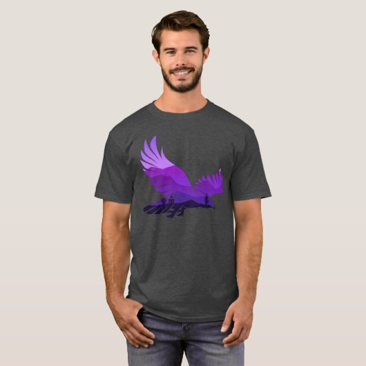 Mooie Flying Eagle Forest Bird Silhouette Funn T-shirt (Voorkant volledig)