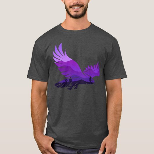 Mooie Flying Eagle Forest Bird Silhouette Funn T-shirt (Voorkant)