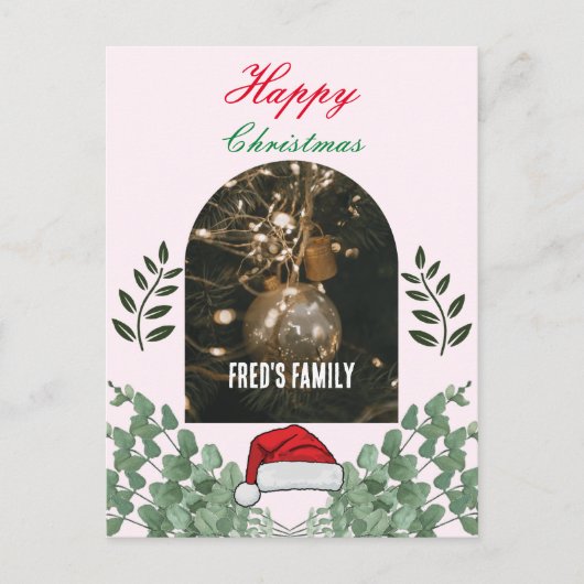 Mooie Foliage boog foto vrolijk kerstroze Briefkaart (Voorkant)