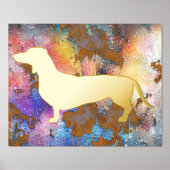 Mooie Folie Dachshund Silhouette Print (Voorkant)