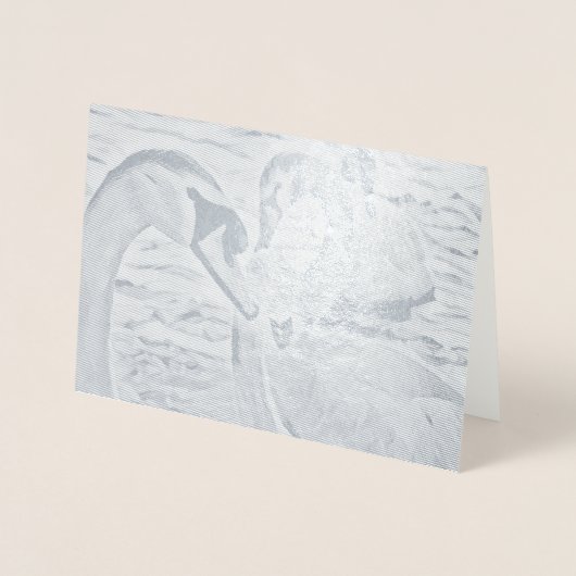 Mooie Folie Kudde Zwanen Kaart Met Eigen Bericht (Voorkant)