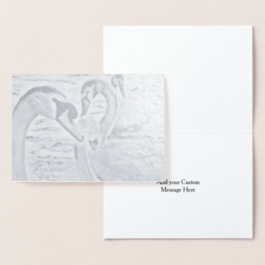 Mooie Folie Kudde Zwanen Kaart Met Eigen Bericht (Display)