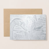 Mooie Folie Kudde Zwanen Kaart Met Eigen Bericht (Voorkant met envelop)