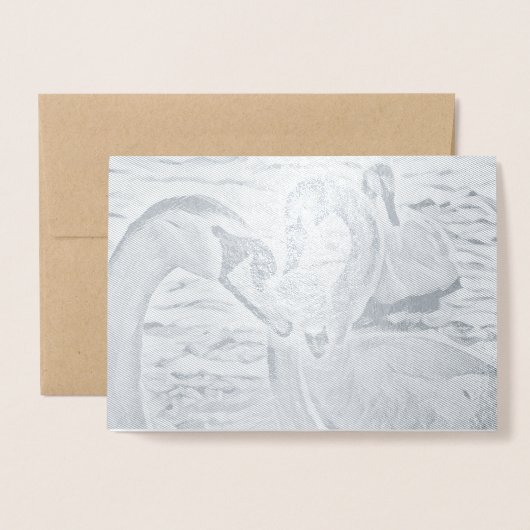 Mooie Folie Kudde Zwanen Kaart Met Eigen Bericht (Voorkant met envelop)