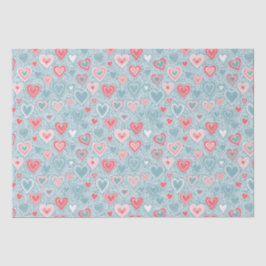 Mooie Folk Bloemhart Stof Blauw Roze Baby Shower Tissuepapier