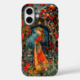 Mooie Folk Schilderij meisje iPhone 16 Hoesje