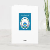Mooie folklore Blue Pysanka Easter Egg, Custom Kaart (Achterkant)