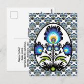 🐤 mooie Folklore Blue Pysanka Paaseieren Briefkaart (Voorkant / Achterkant)